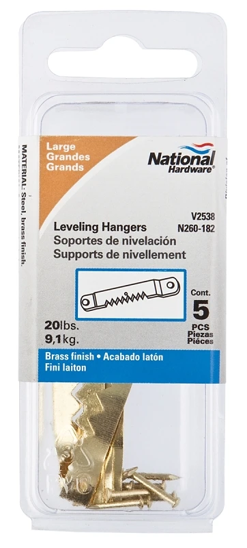 Leveling Sawtooth Picture Hangers, 20-Lb. Load, 5-Pk.