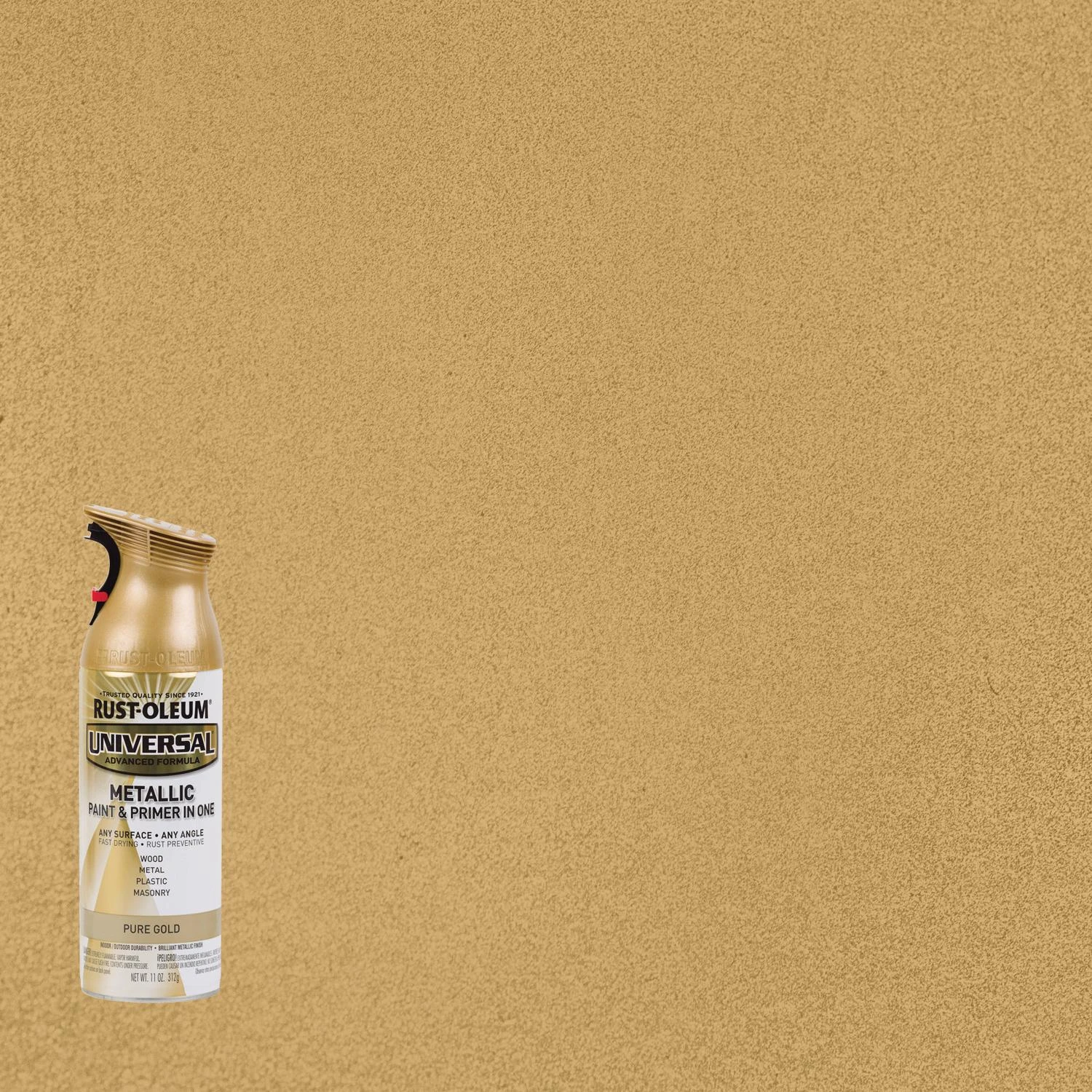 Universal Paint & Primer Metallic Spray Paint,Pure Gold, 12-oz.