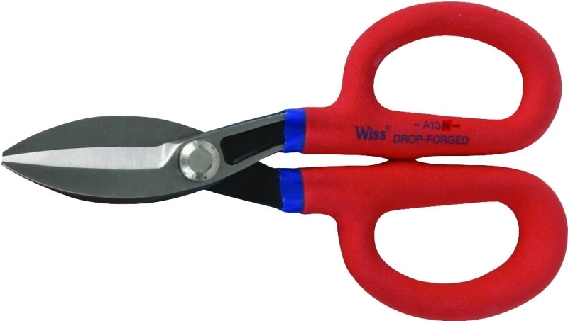Wiss Straight Tinner Snips, Drop-Forged Steel Blades, 7 In.