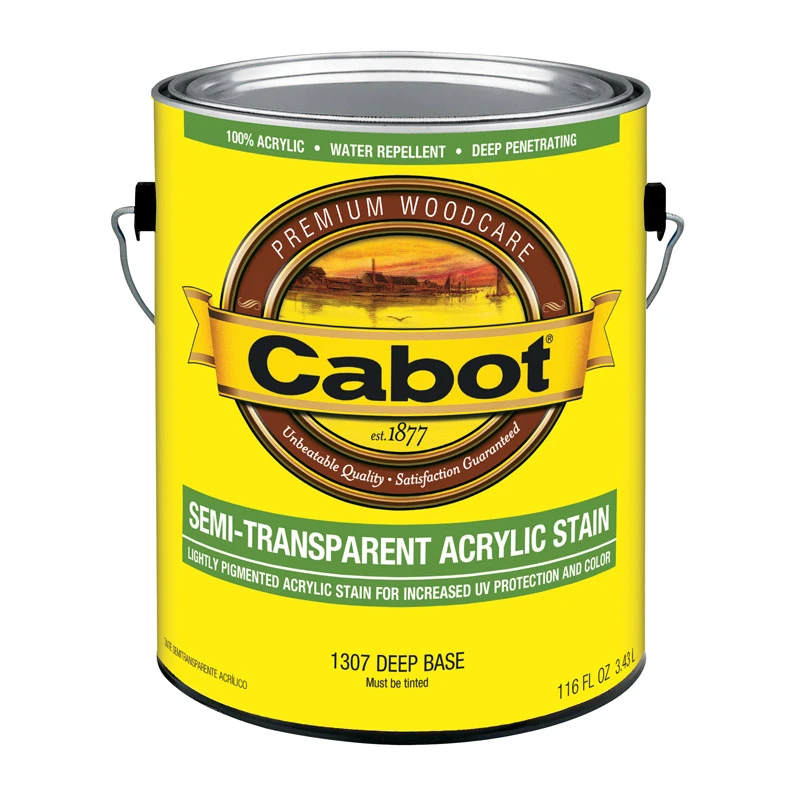 Water Based Exterior Wood Stain, Semi-Transparent Deep Tint Base, 1-Gallon
