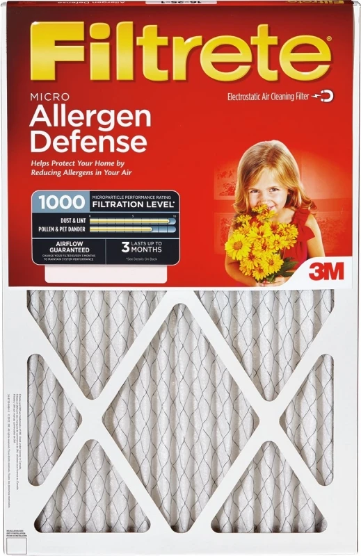 20x25 x 1 In. Micro Allergen Defense Pleated Furnace Air Filter, Red, MPR 1000, 3 Months