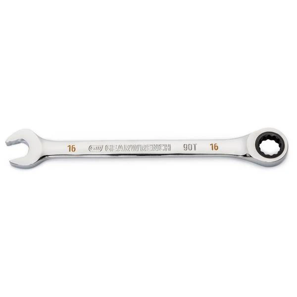 Combination Ratcheting Wrench, 90-Tooth, 12-Point, 16 mm