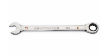Combination Ratcheting Wrench, 90-Tooth, 12-Point, 19 mm