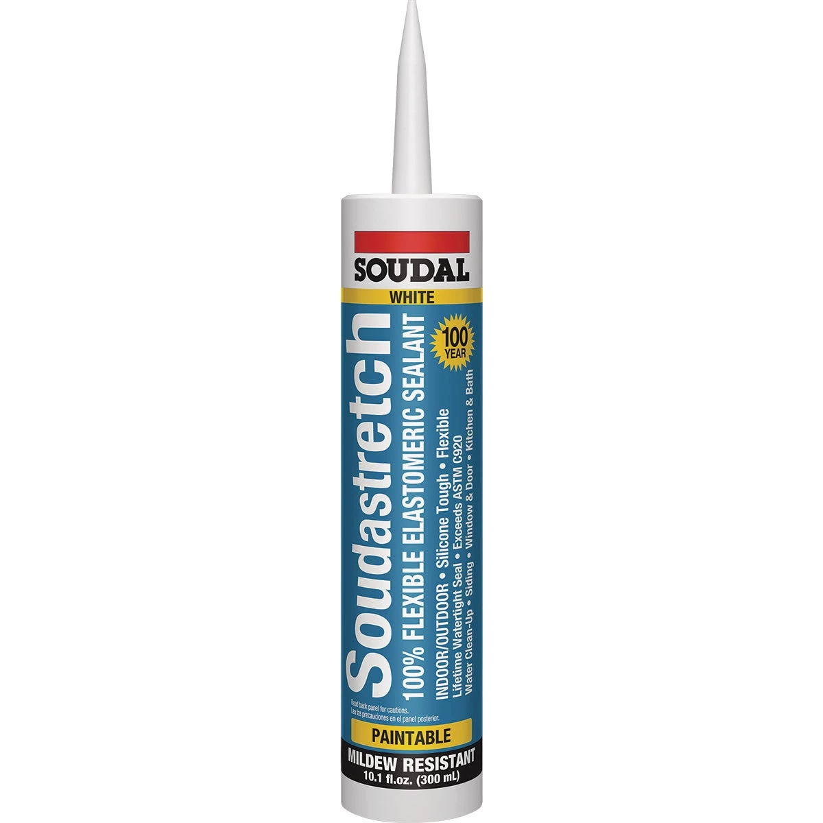 SoudaStretch Elastomeric All-Purpose Silicone Caulk, White, 10.1 oz.