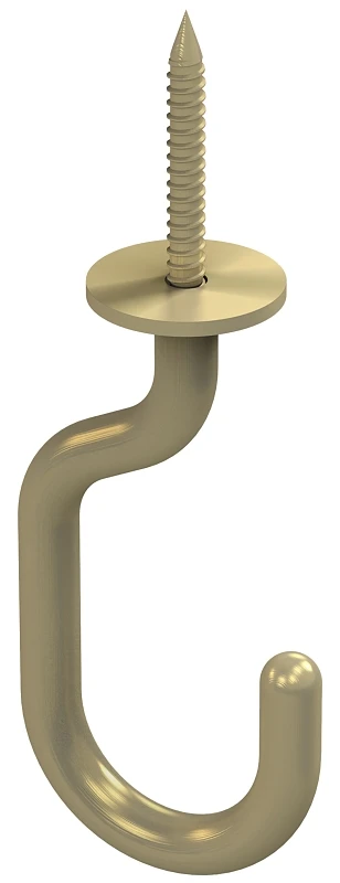 Modern Ceiling J Hook, Brushed Gold, 50-Lb. Load, 3-11/32 In.
