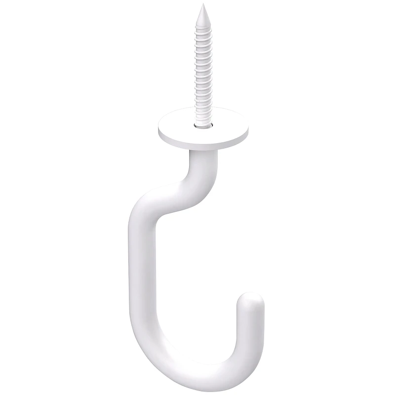 Modern Ceiling J Hook, White, 50-Lb. Load, 3-11/32 In.