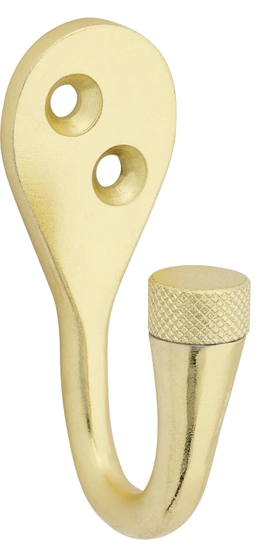 Powell Knurled Wall Hook, Brushed Gold