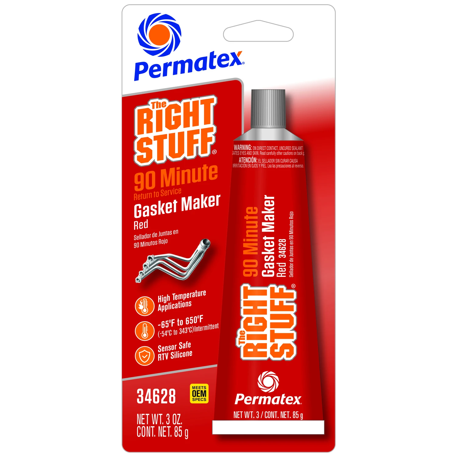 Right Stuff 90-Minute High-Temperature Gasket Maker, Red, 3 oz.