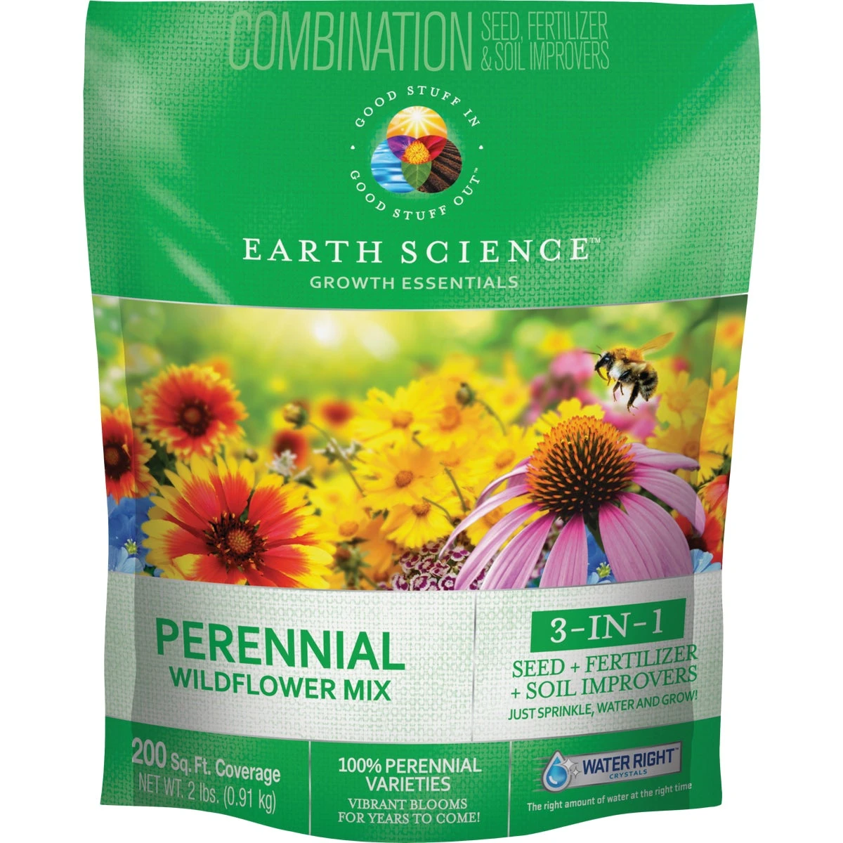 Growth Essentials Perennial Wildflower Mix, Covers 200 Sq. Ft., 2 Lbs.