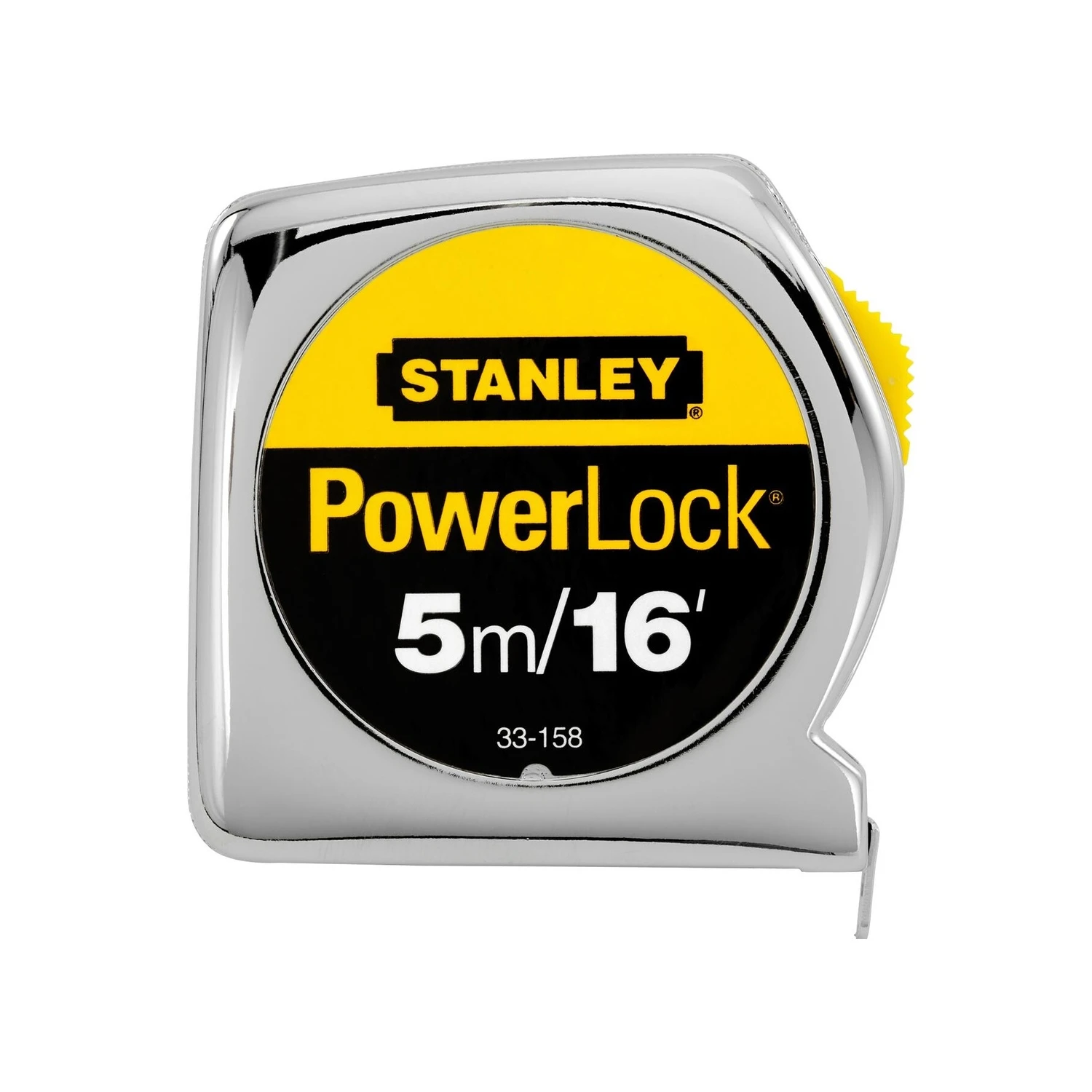 Powerlock Tape Rule, Metric, ABS Chrome Case, 5M x 3/4 In.