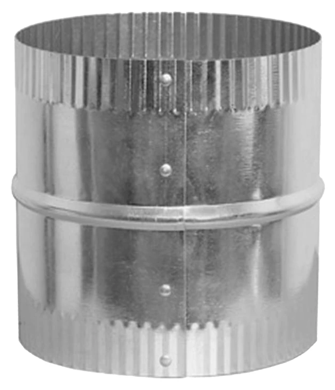 HVAC Duct Pipe Connector, Round, Crimped Ends, Galvanized, 4 In.