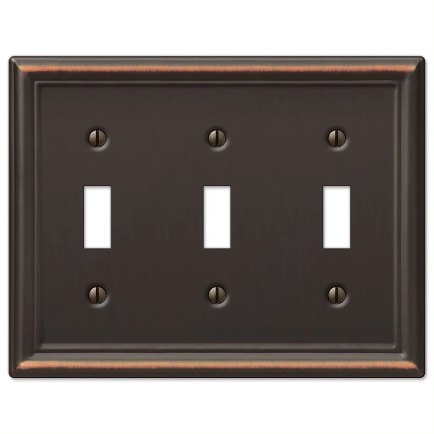 Chelsea Wall Plate, Aged Bronze, Steel, 3 Toggle
