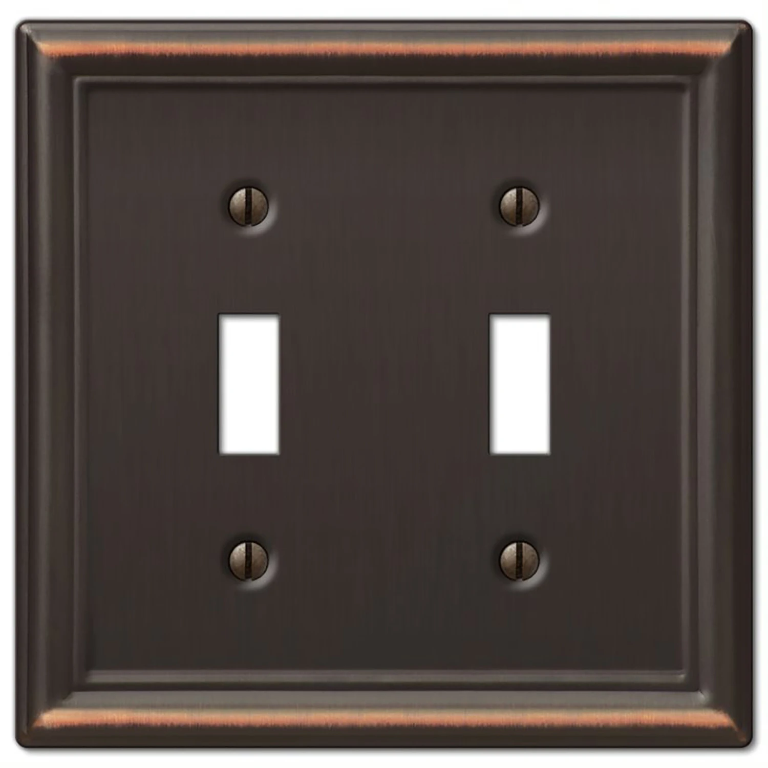Chelsea Wall Plate, Aged Bronze, Steel, 2 Toggle
