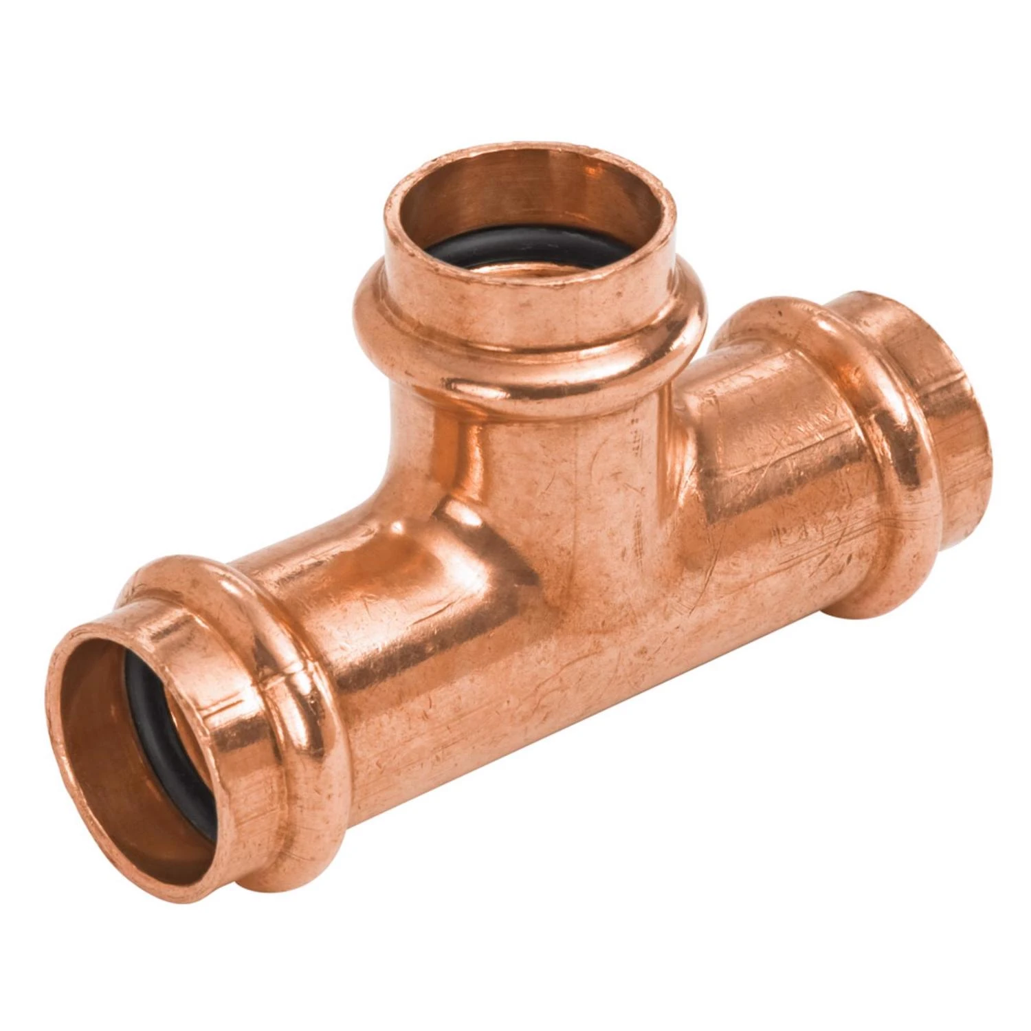 Copper Pipe Tee, 3/4 x 1/2 x 3/4 In. Press