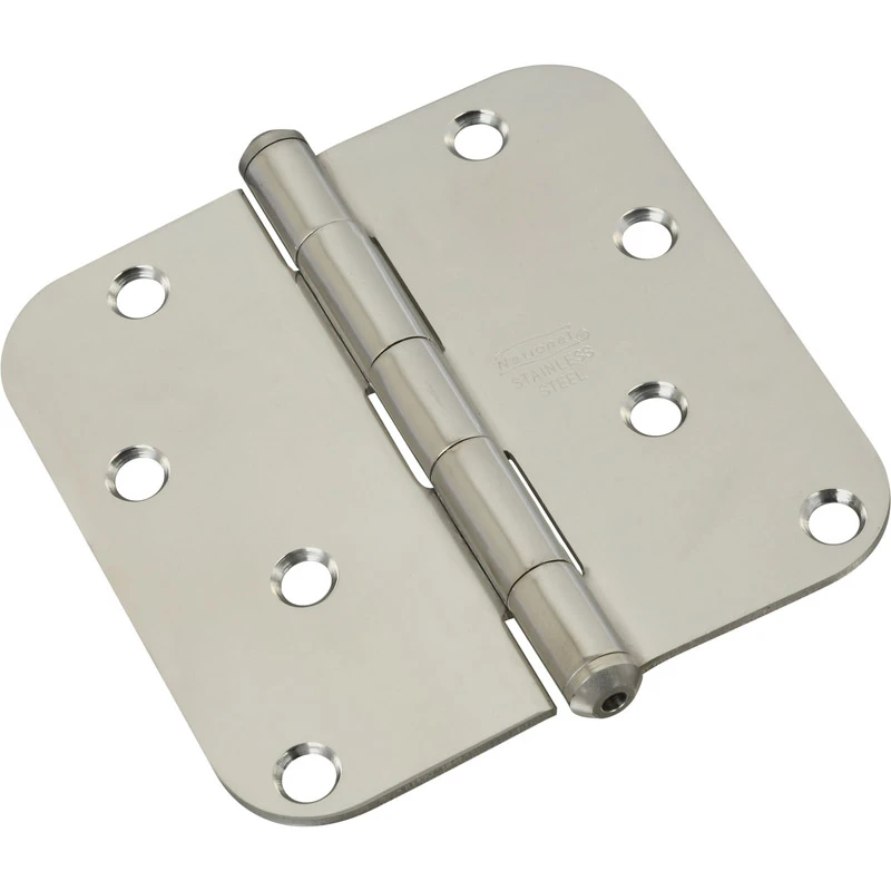 Door Hinge, 5/8 In. Round Corners, Stainless Steel, 4 In.