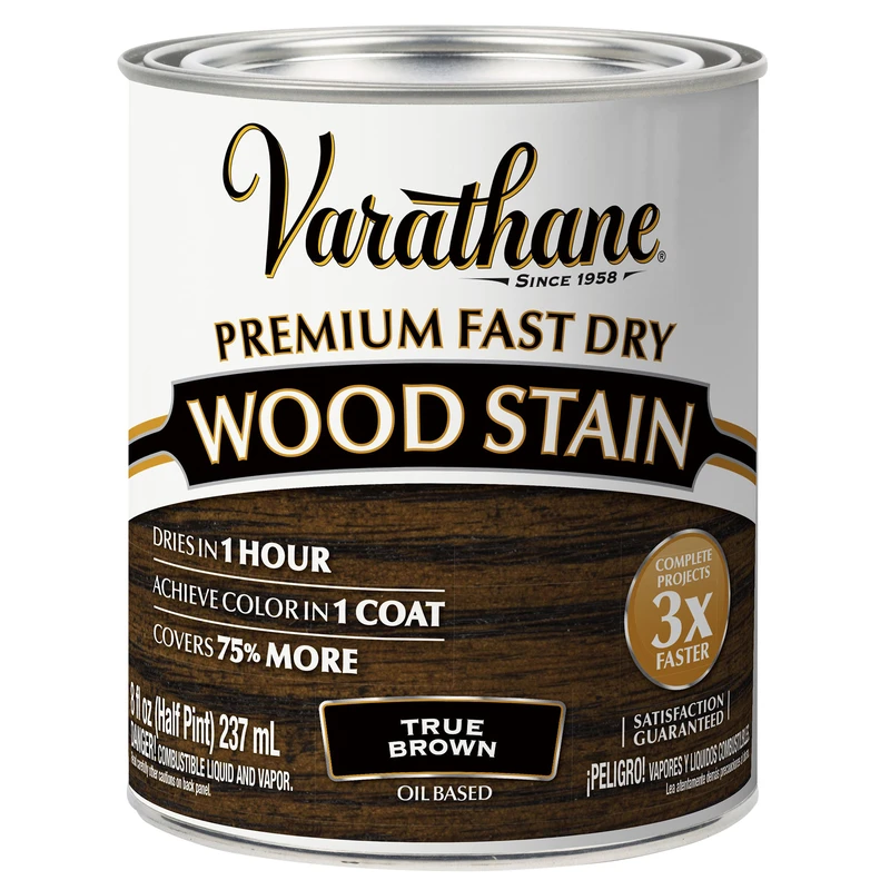 Fast Dry Interior Wood Stain, Oil Base, True Brown, 1/2 Pt.