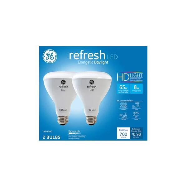 LED HD+ Refresh Light Bulbs, BR30 Medium Base, 8 Watt, 2-Pk.