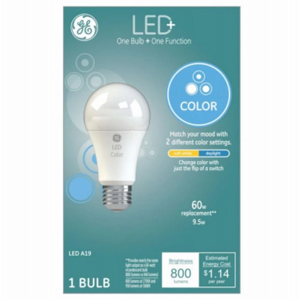 LED Color Changing Bulb with Remote, A19, 9 Watt, 800 Lumens