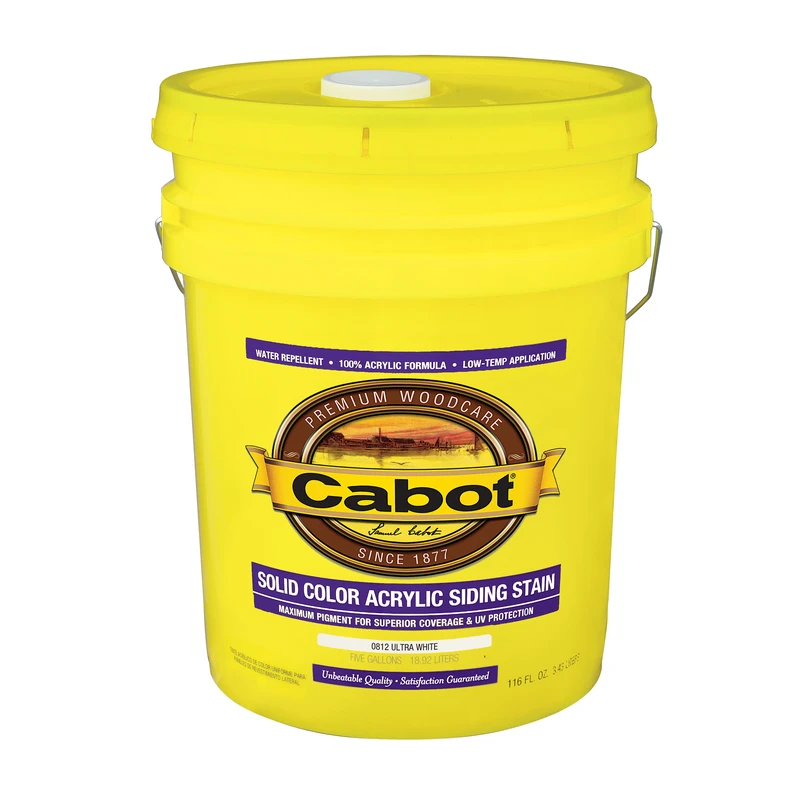 Solid Color Latex Siding Stain, Ultra White, 5-Gallons