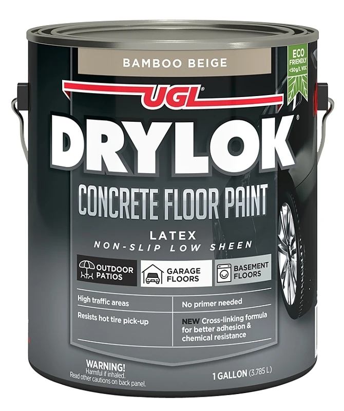Concrete Floor Paint, Non-Slip Bamboo Beige, Gallon