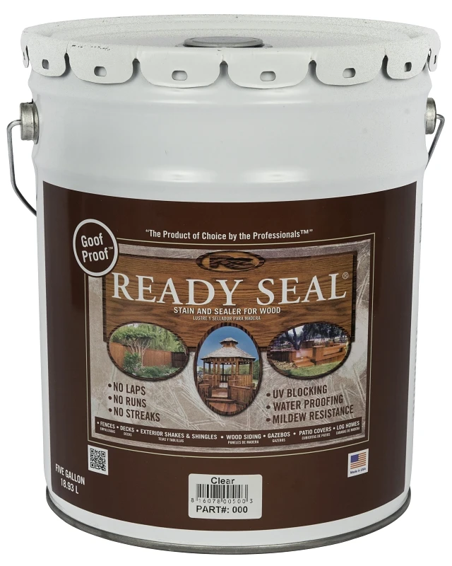 Exterior Wood Stain & Sealer, Flat Clear Finish, 5-Gallons