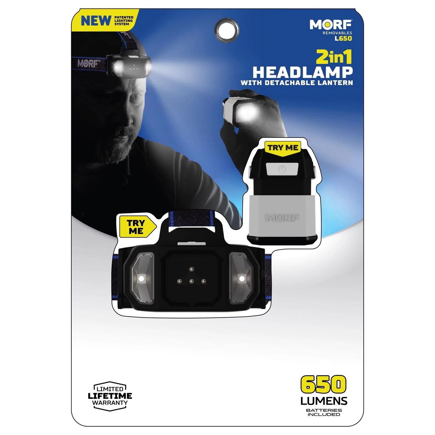 Headlamp, Detachable Light, 650 Lumens