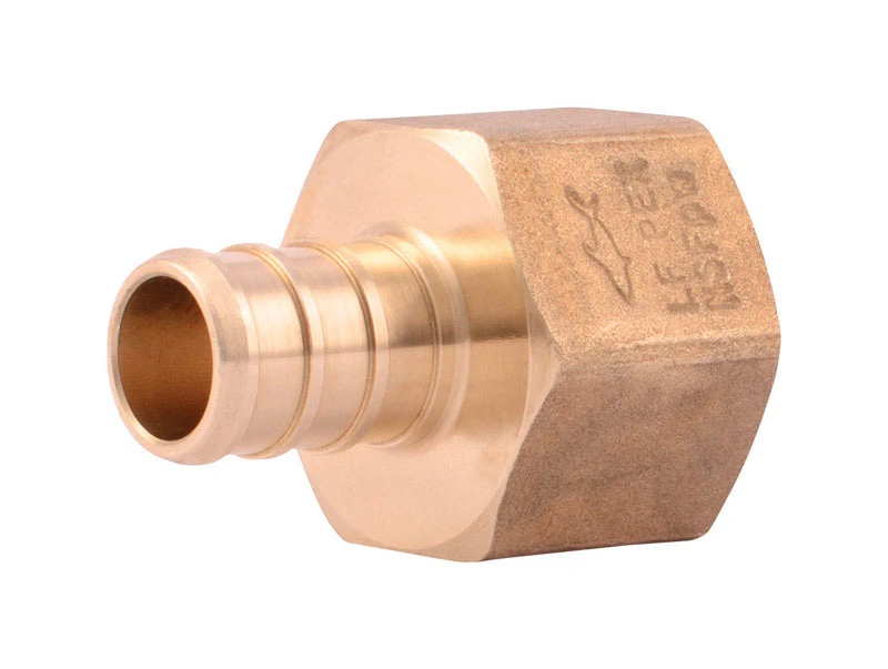 Brass Barb Pex Pipe Insert Adapter, Lead-Free, 1/2 In. FPT, 25-Pk.
