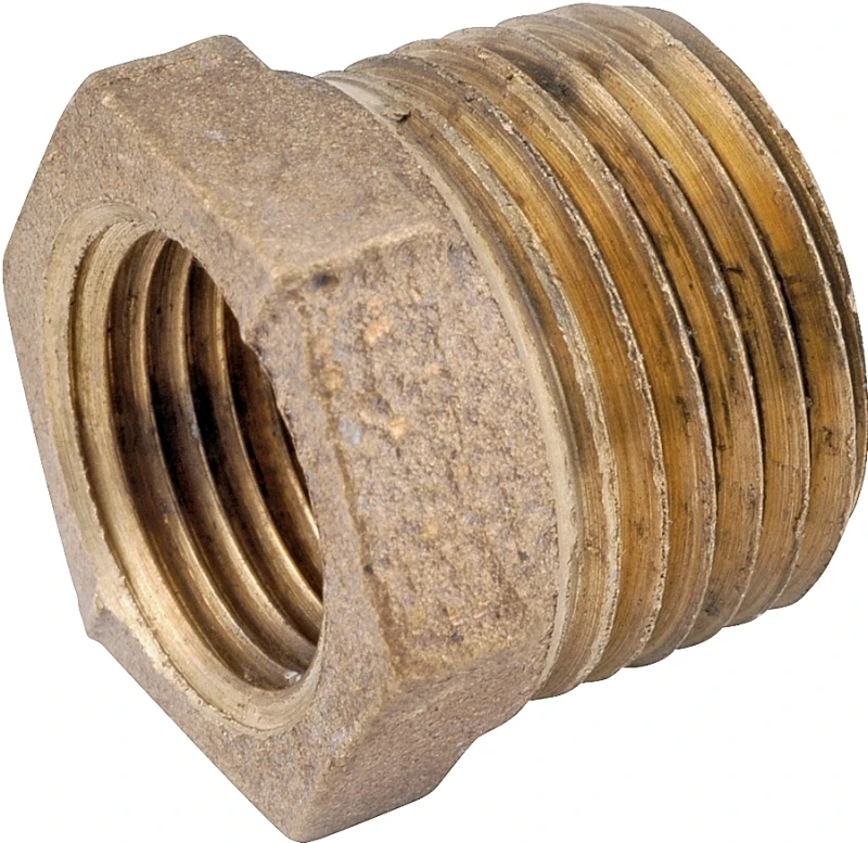 Hex Reducing Bushing, Lead Free Rough Brass, 1/2 x 3/8 In.