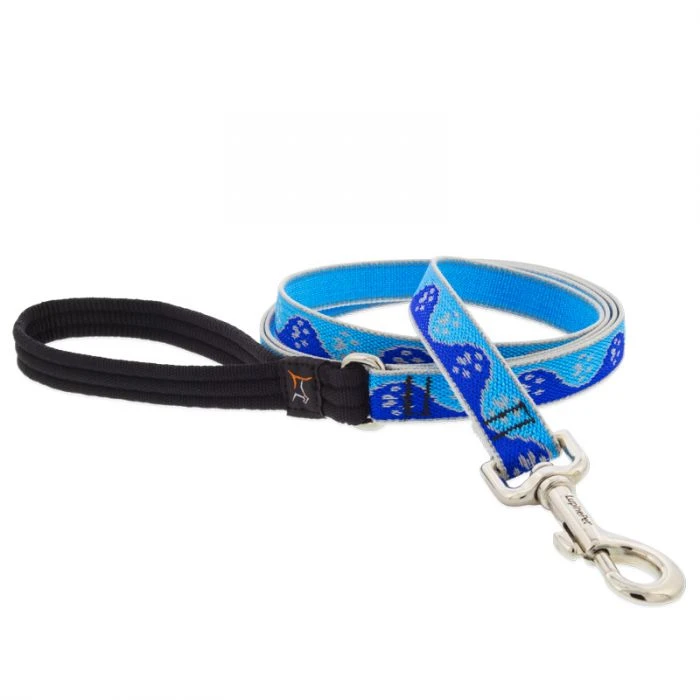 Dog Leash, Reflective Blue Paws Pattern, 3/4-In. x 6-Ft.