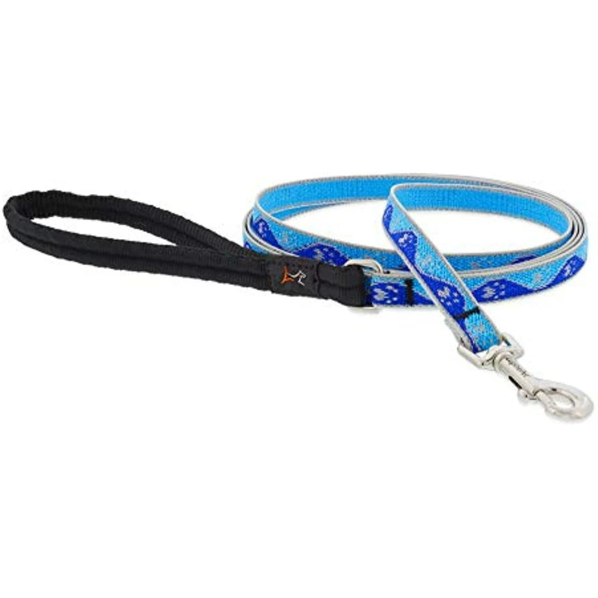Dog Leash, Reflective Blue Paws Pattern, 1/2-In. x 6-Ft.