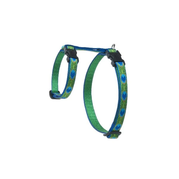 H-Style Adjustable Cat Harness, Tail Feathers Pattern, 1/2 x 12 - 20-In.
