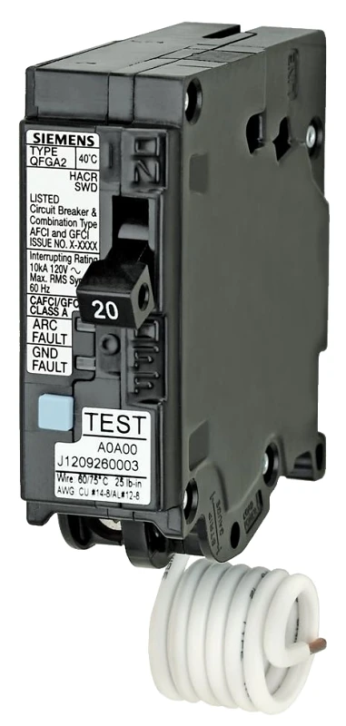 Single Pole Dual Function Circuit Breaker, Combines AFCI/GFCI, 20-Amp