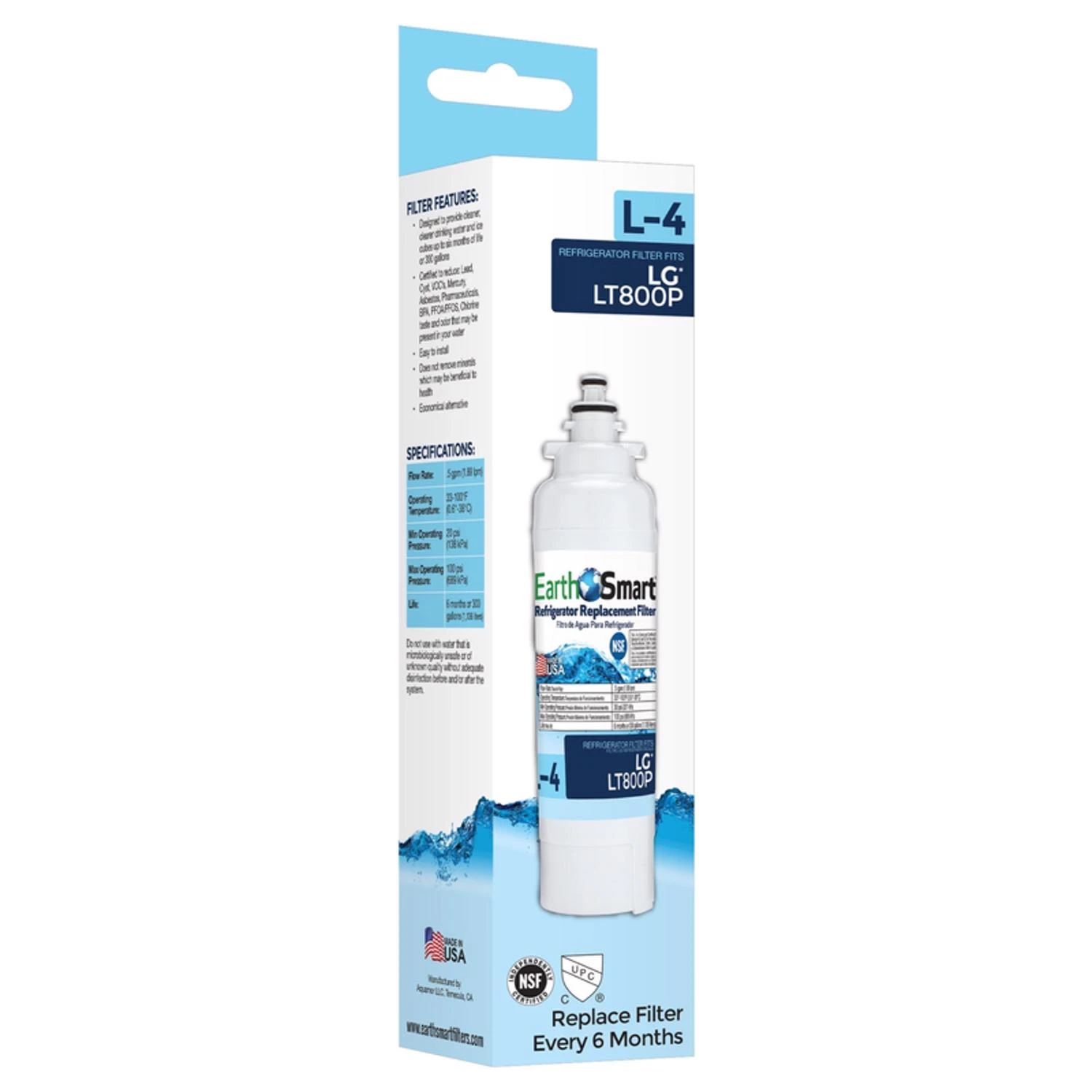 L-4 Refrigerator Filter, Fits LG LT800P