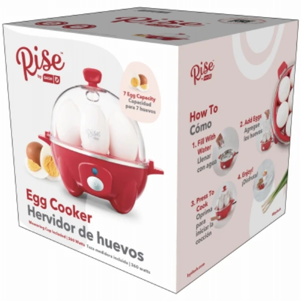Red Electric Egg Cooker With 7 Egg Capacity And Auto Shut Off Feature