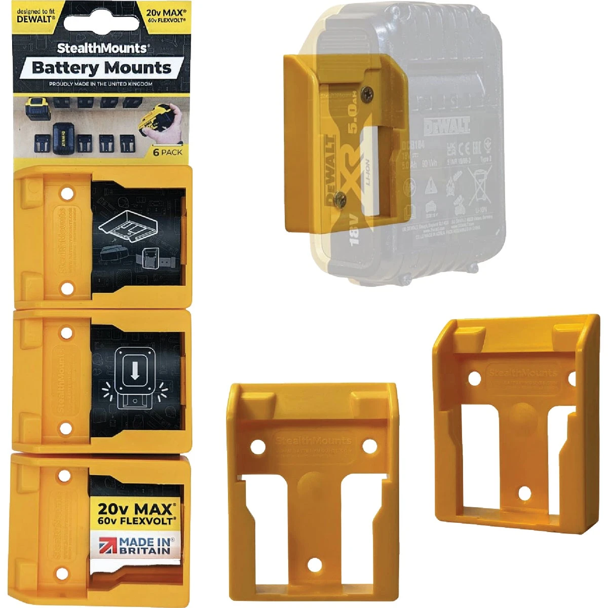 DeWalt 20V/60V Battery Holder Mounts, 6-Pk.