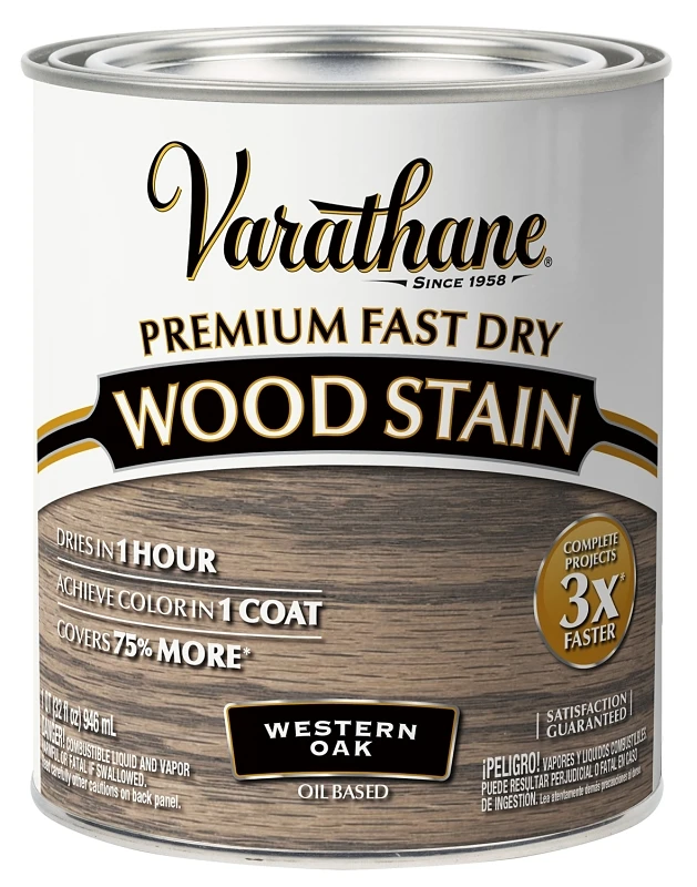 Fast Dry Interior Wood Stain, Oil Base, Western Oak, 1-Qt.
