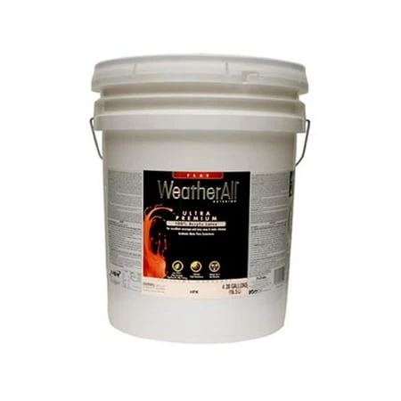 Ultra Premium Exterior WeatherAll Latex Paint, White Flat, 5 Gallons
