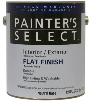 Acrylic Latex Paint, Interior/Exterior, Neutral Base Flat, 1 Gallon