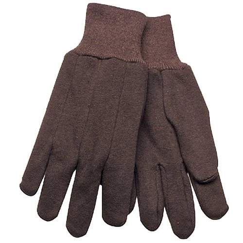 Poly/Cotton Jersey Gloves, Brown, Men's L