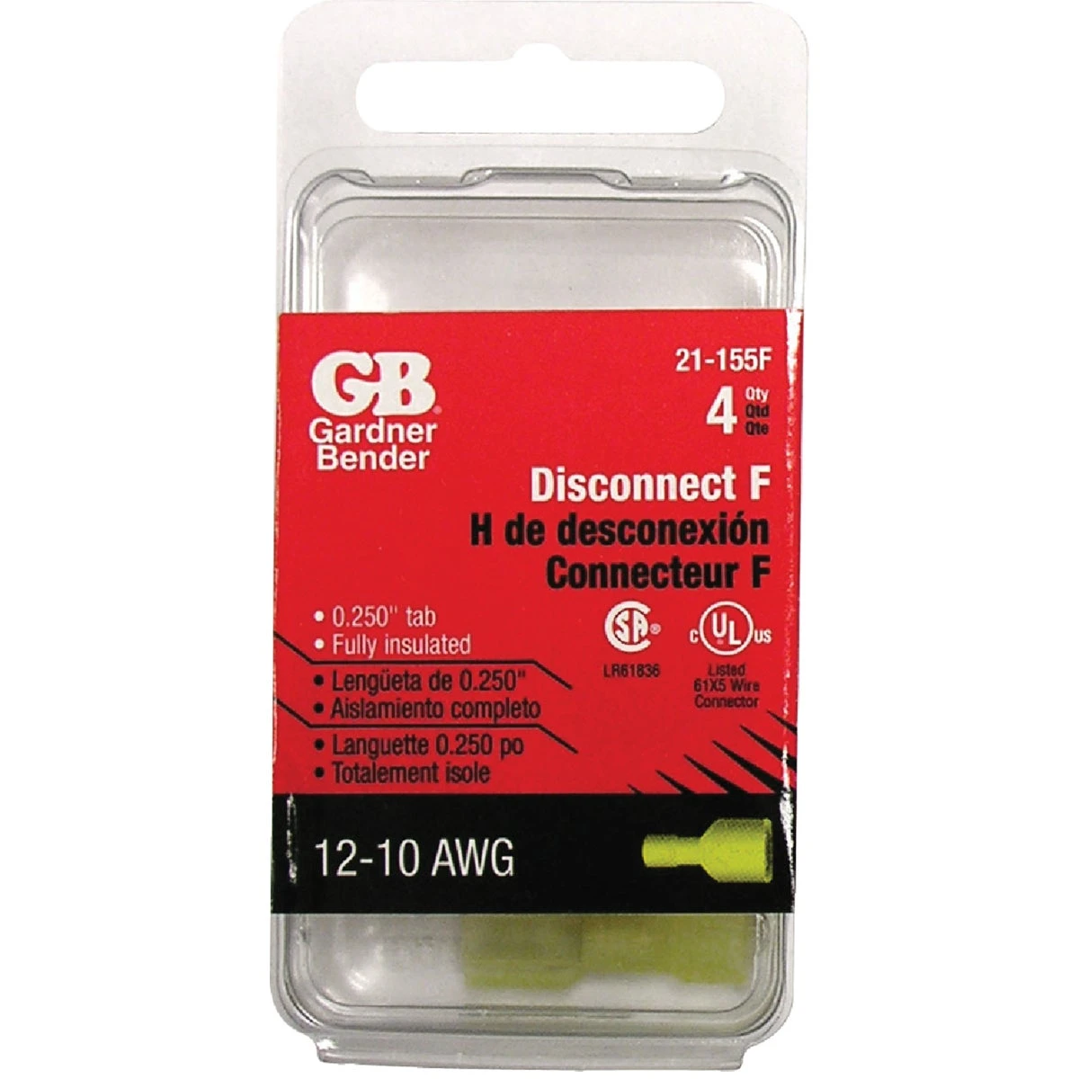 Female Disconnect, Solderless, 4-Pk.