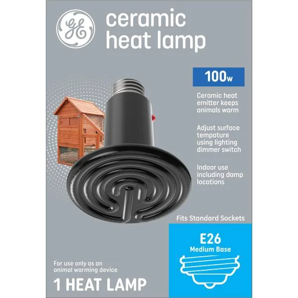 Ceramic Animal Warming Heat Lamp, Medium Base, 100 Watt