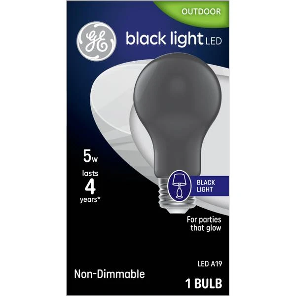 LED Black Light Bulb, A19 Shape, Medium Base, 100 Lumens, 5 Watt
