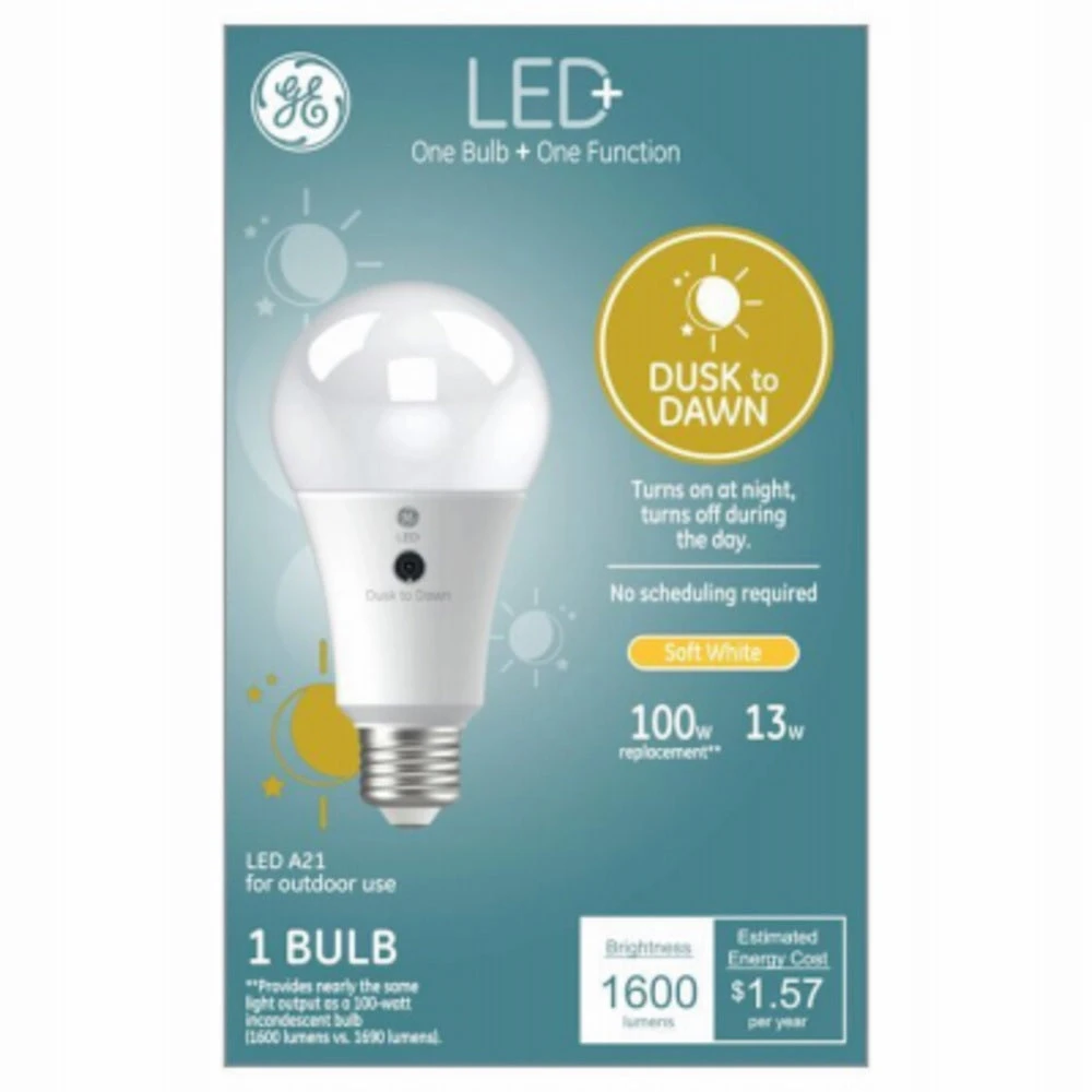 LED Light Bulb, Dusk to Dawn Soft White, A19, Outdoor Use, 9 Watt