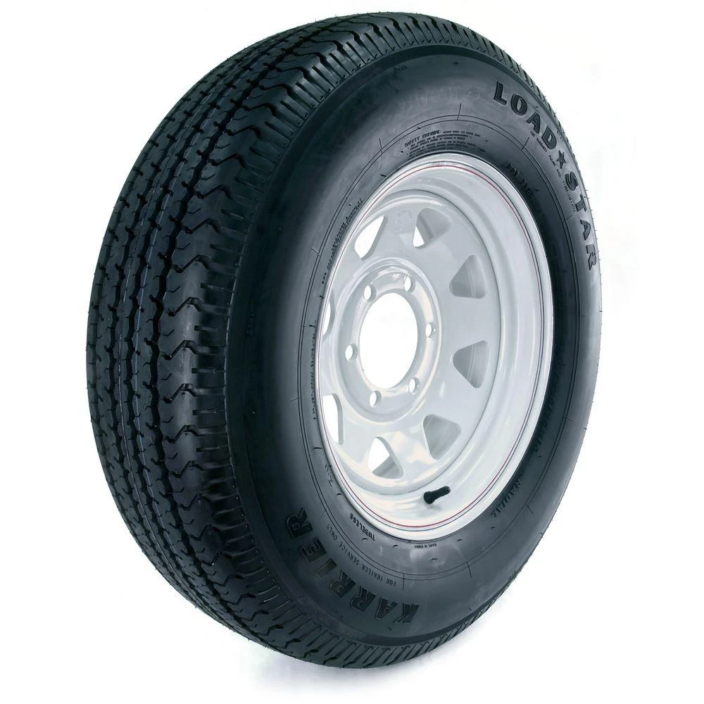 Loadstar Karrier Radial Trailer Tire & 6-Hole Custom Spoke Wheel (5/4.5), 225/75R-15 LRD
