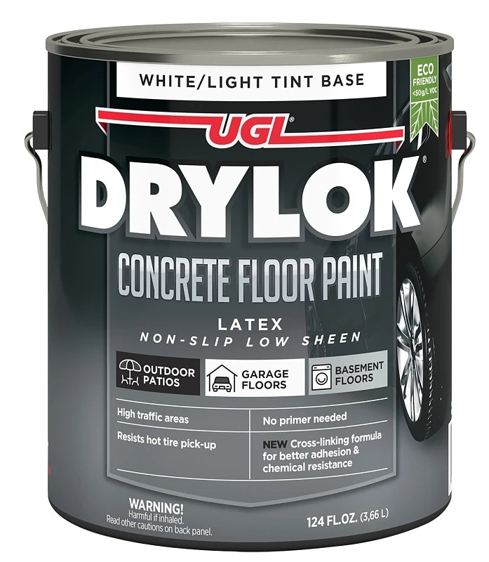 Concrete Floor Paint, Non-Slip White/Tint, Gallon