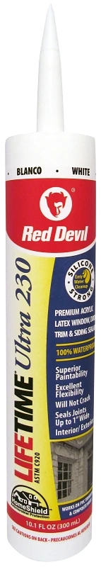 Lifetime Ultra Premium Elastomeric Acrylic Latex Caulk, White, 10.1-oz.
