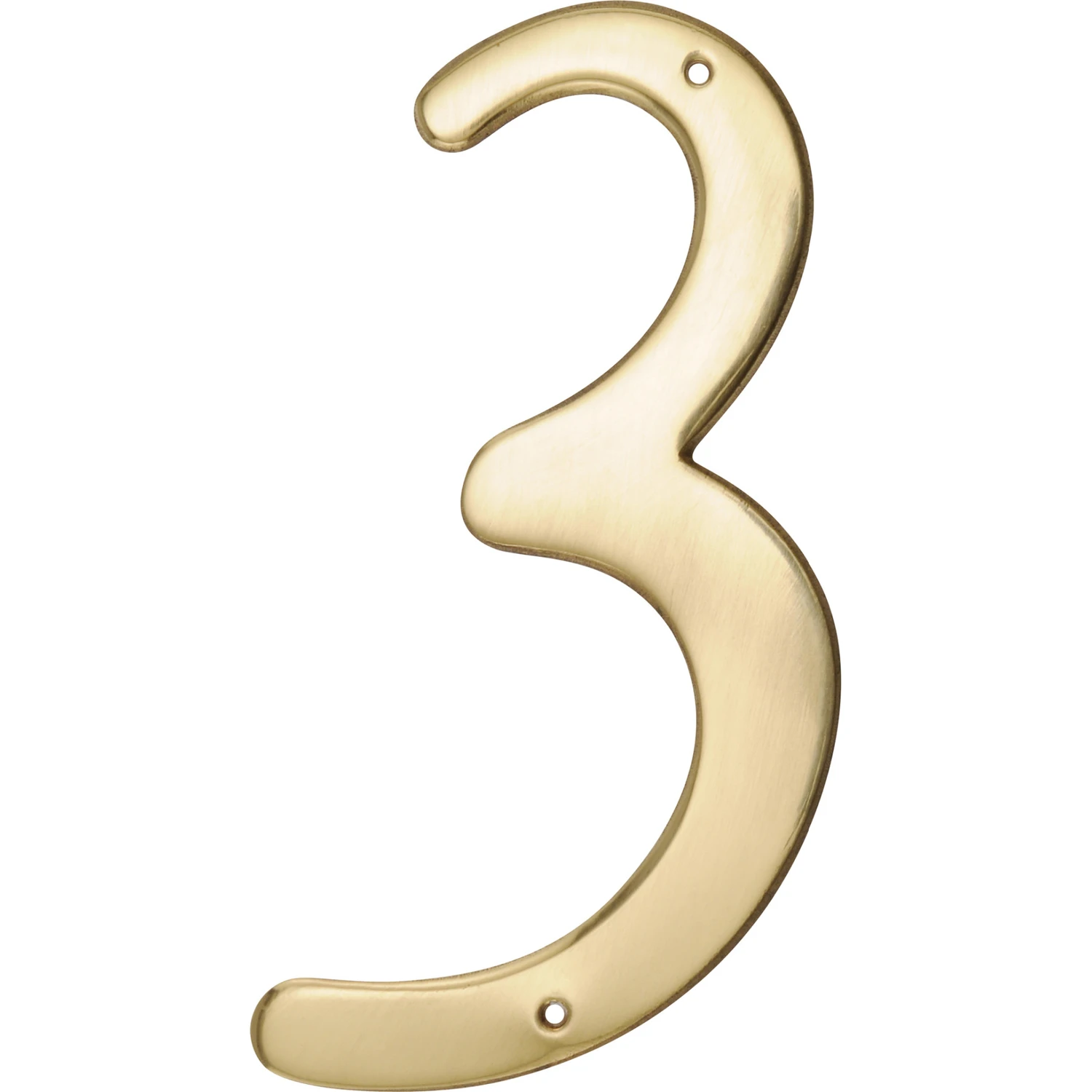 House Address Number 3, Nail-On, Brass, 4-In.