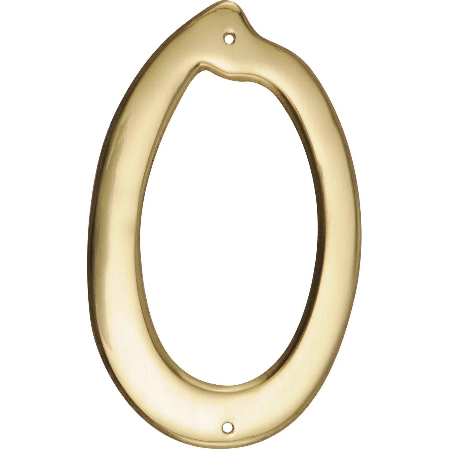 House Address Number 0, Nail-On, Brass, 4-In.