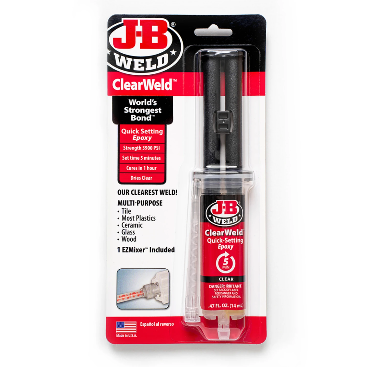 ClearWeld Epoxy Syringe w/Mixer 2-Part Epoxy, 14ml