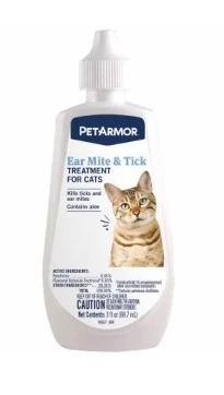 Ear Mite & Tick Treatment for Cats, 3 oz.
